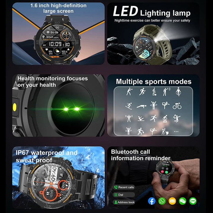 Men’s Waterproof Smartwatch with Bluetooth Calls & Fitness Tracking