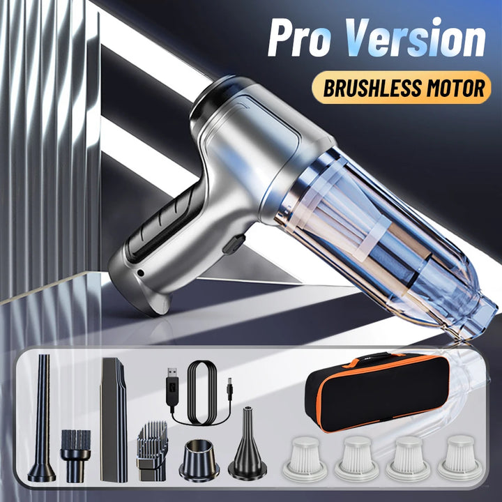Portable Wireless Car Vacuum – 4-in-1 Handheld Cleaner with Powerful Suction for Home & Auto